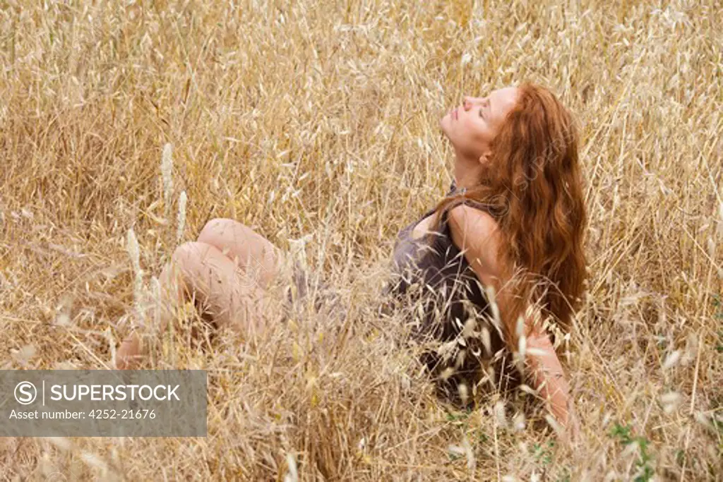 Woman countryside relaxing
