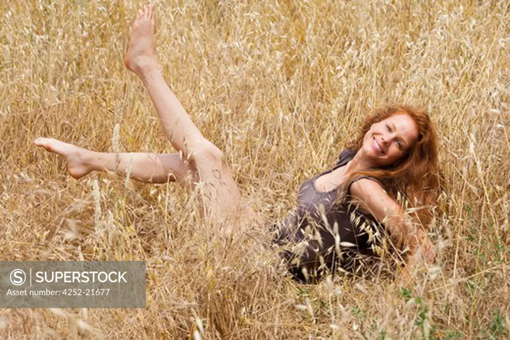 Woman countryside relaxing