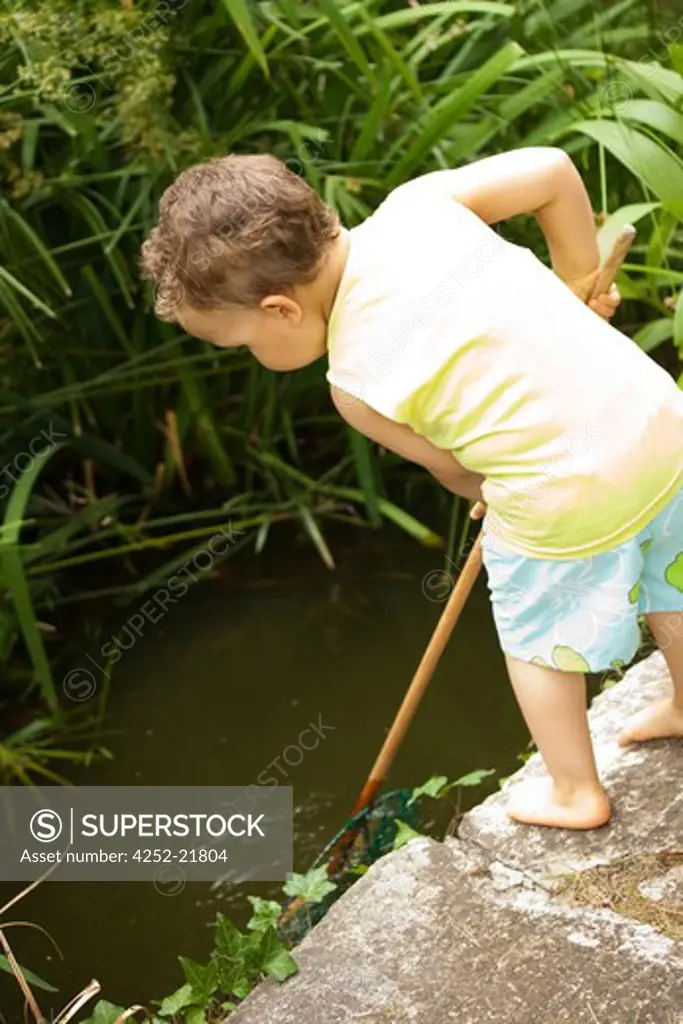 Child pond fishing