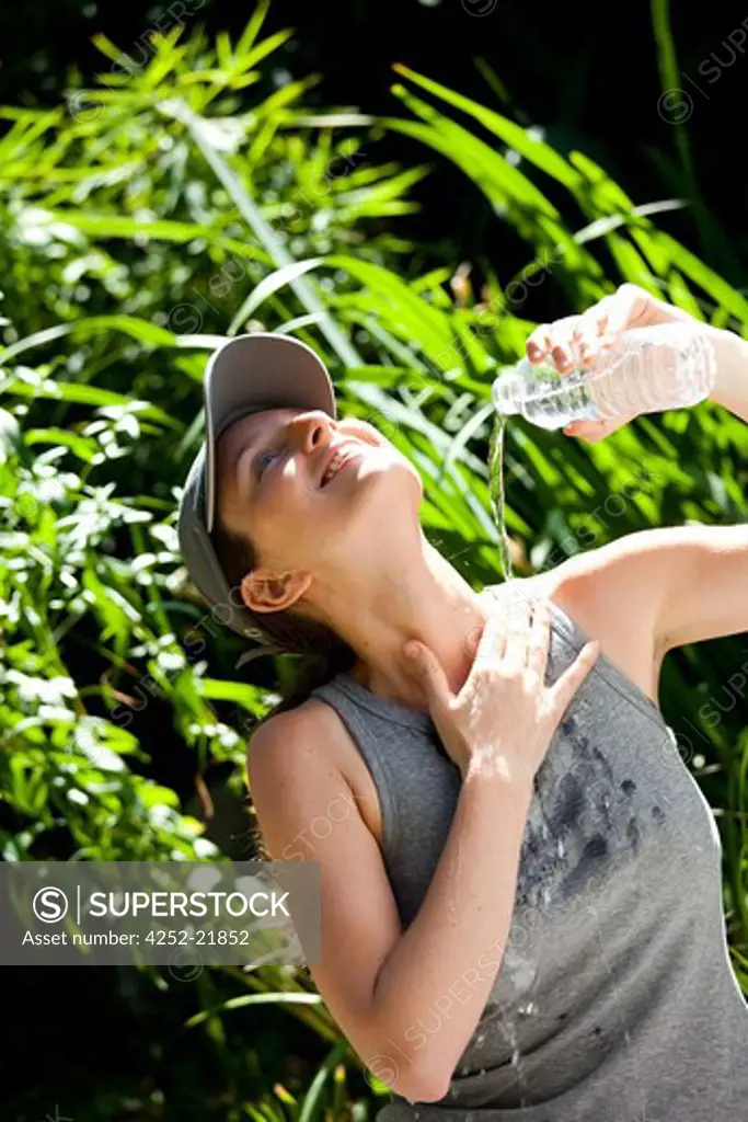 Woman water refreshing