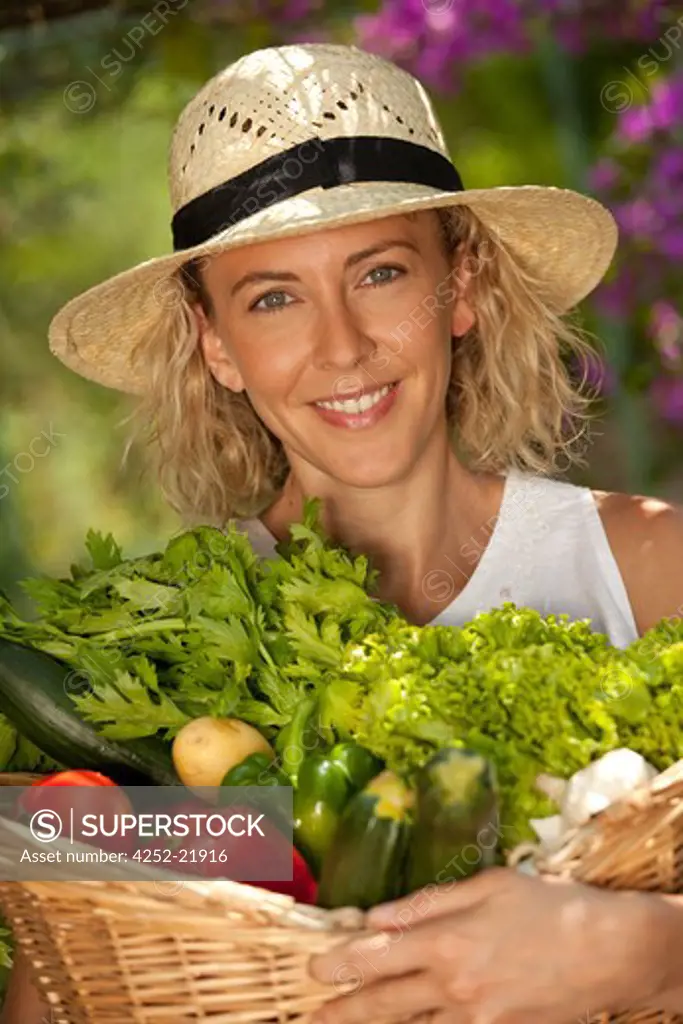 Woman vegetables basket