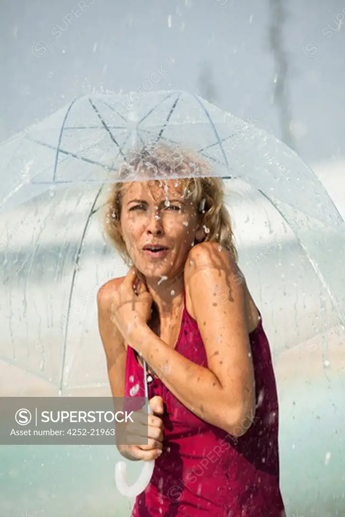 Woman rain