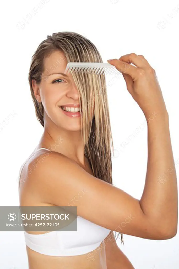 Woman hairs untangling