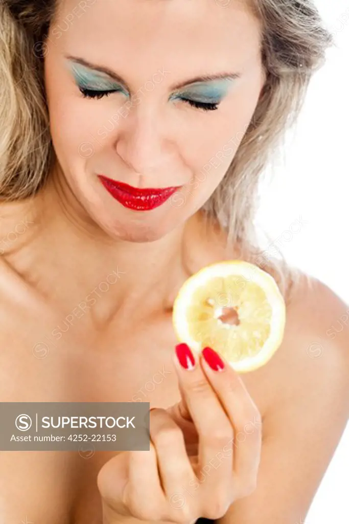 Woman acidity lemon