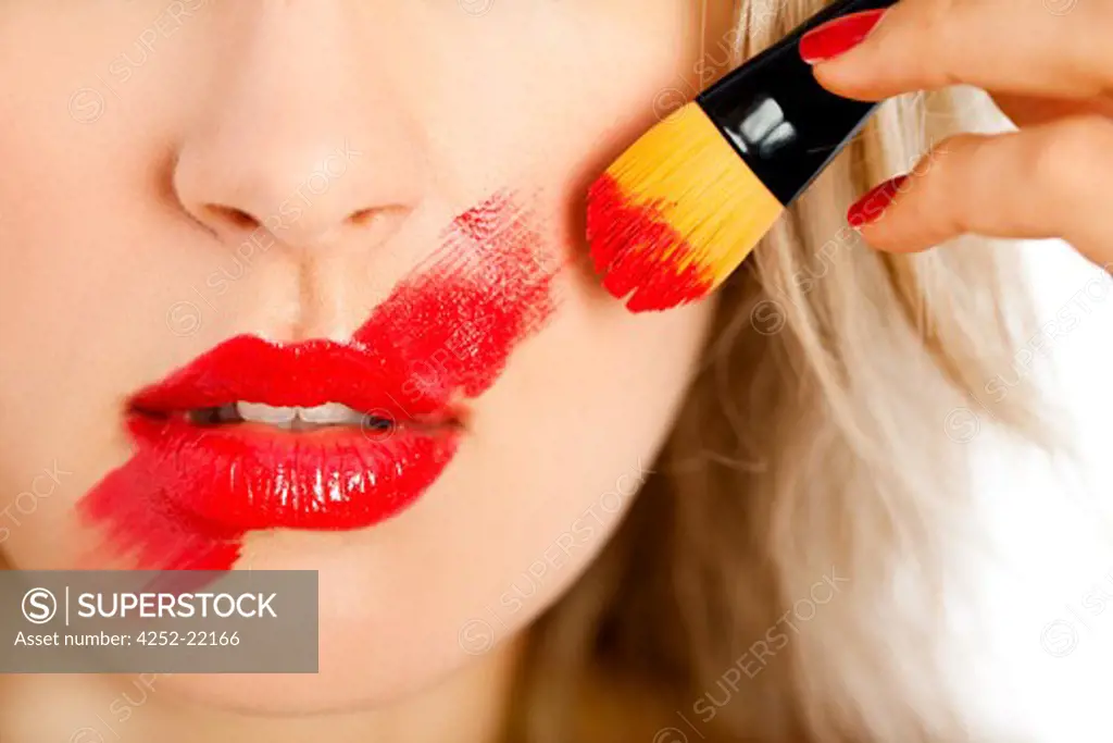 Woman mark lipstick
