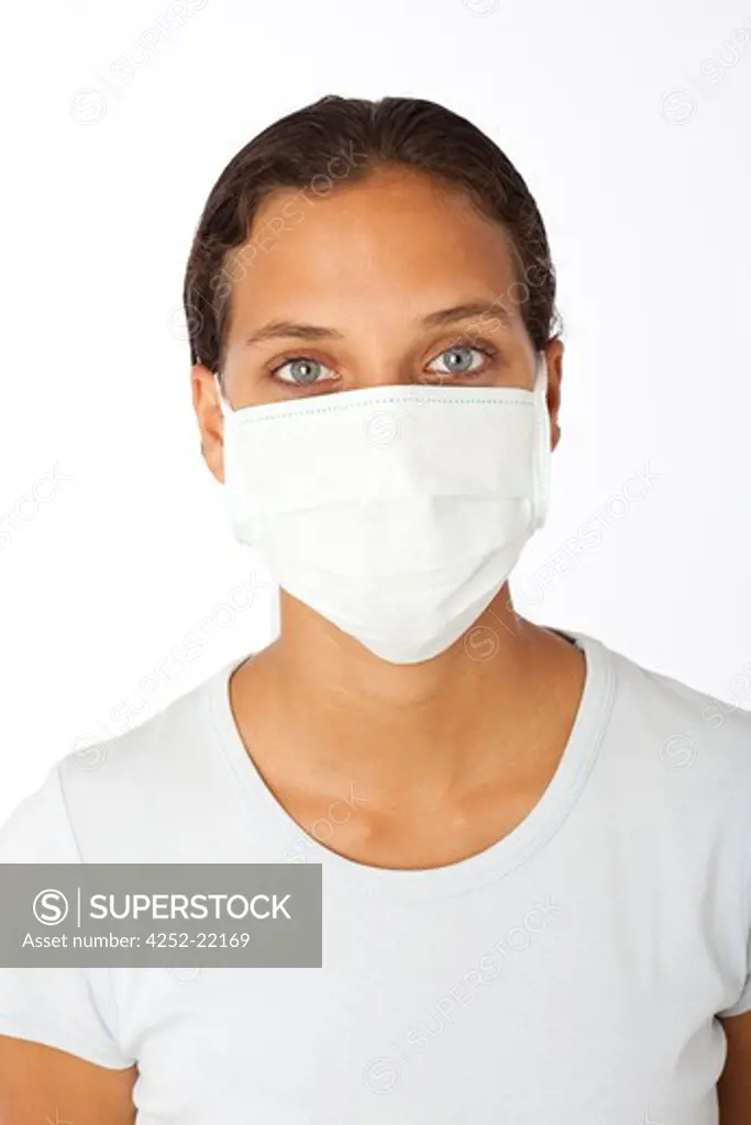 Woman protective mask flu
