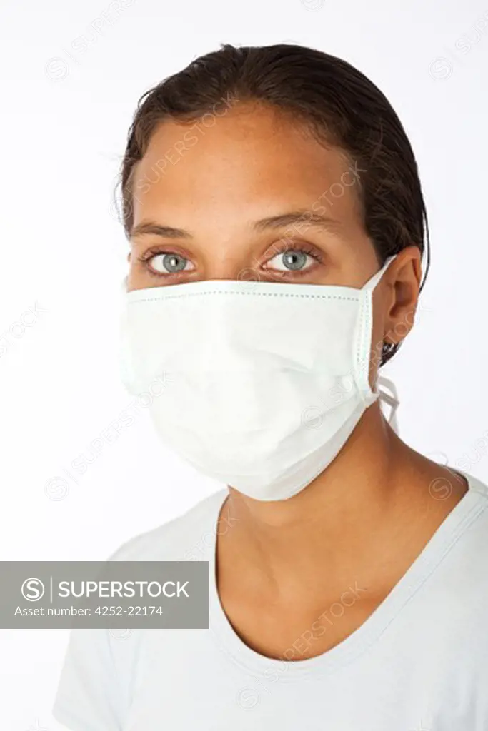 Woman protective mask flu