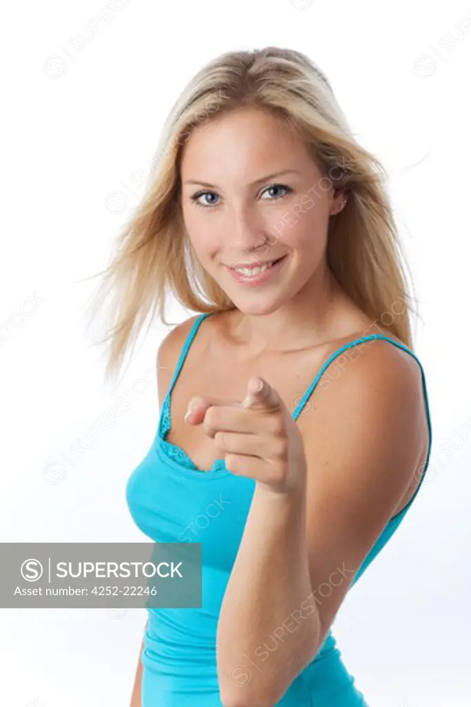 Woman showing gesture