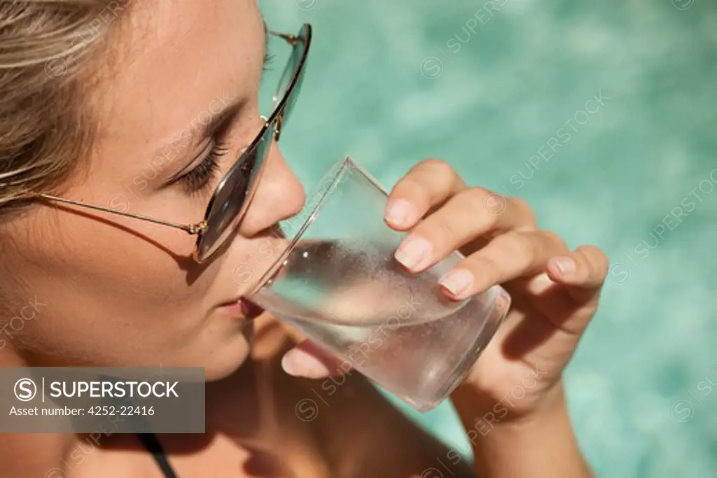 Woman glass of water
