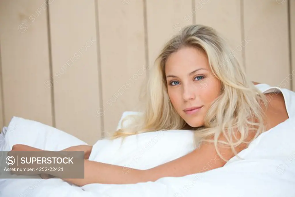 Woman bed portrait