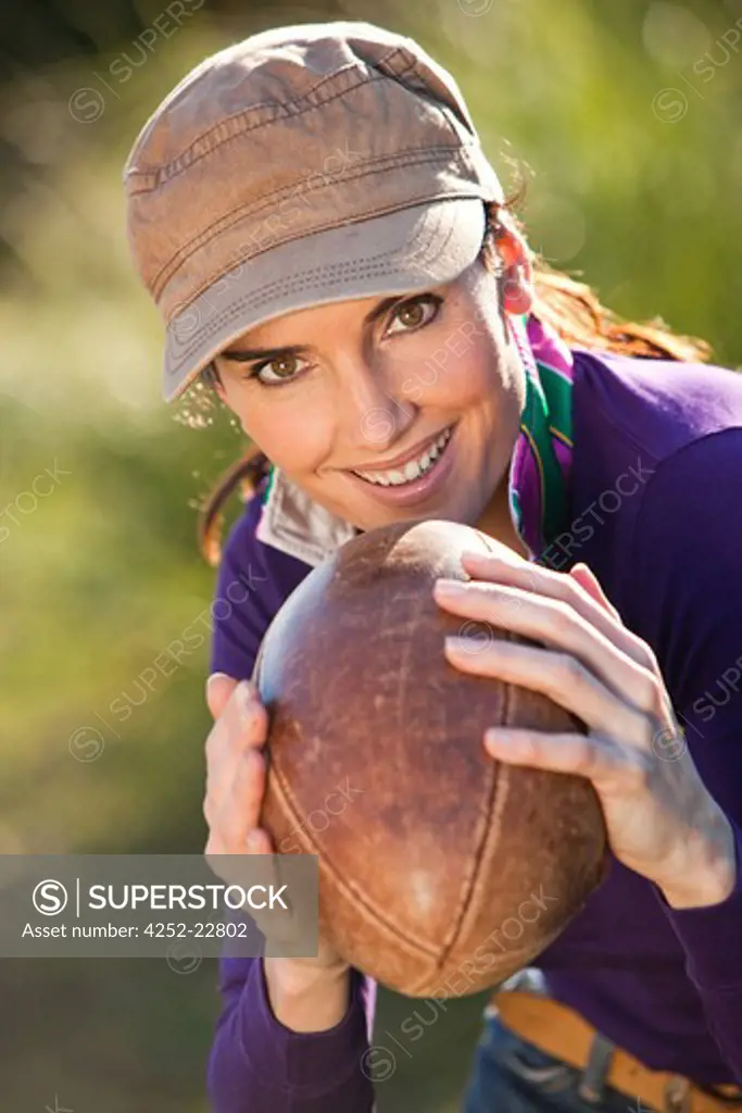 Woman rugby ball