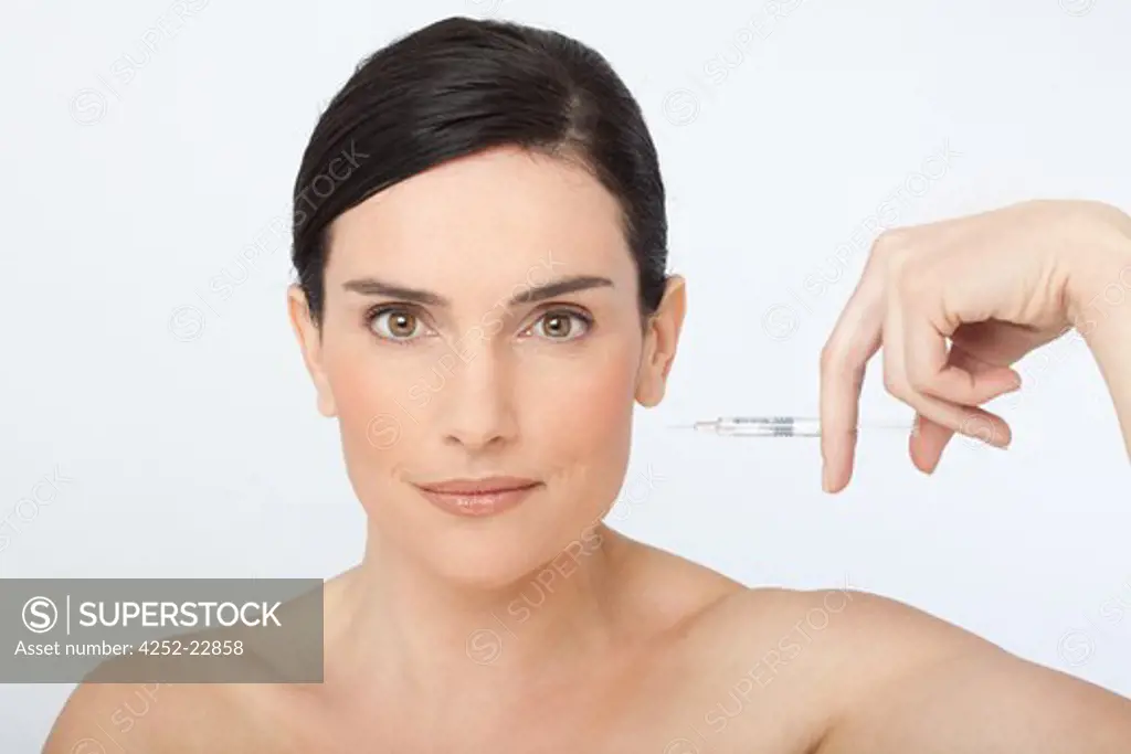 Woman botox shot