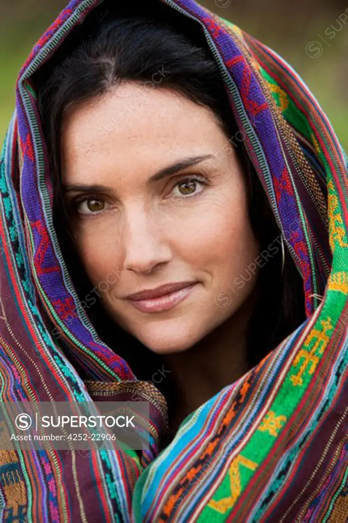 Woman peruvian shawl
