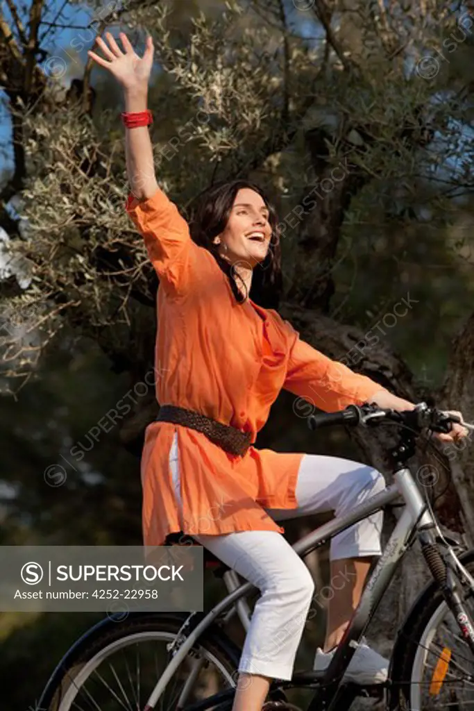 Woman nature bike
