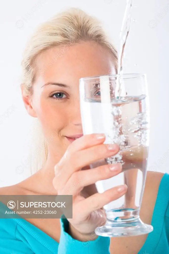 Woman glass water