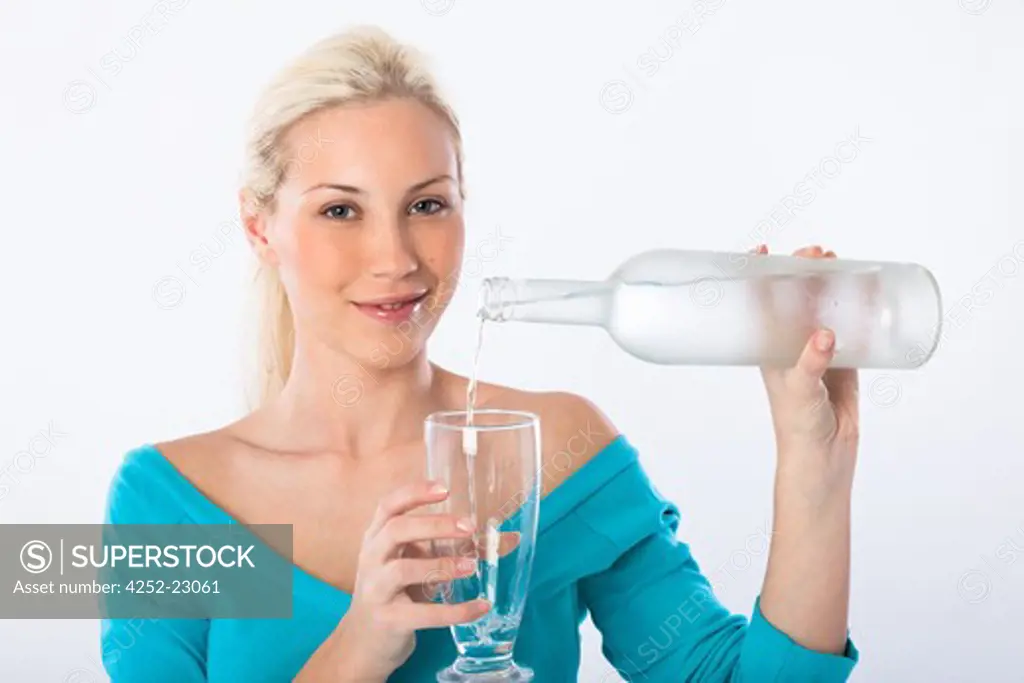 Woman glass water