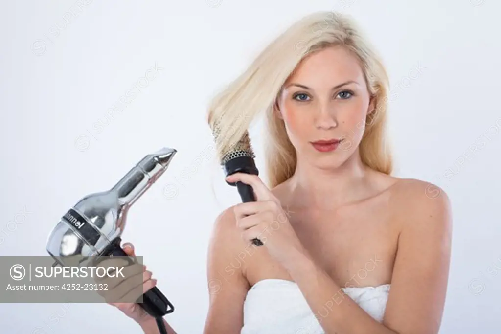 Woman hair brushing