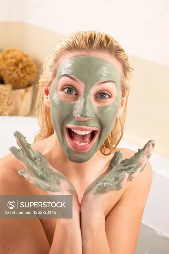 Woman beauty mask clay