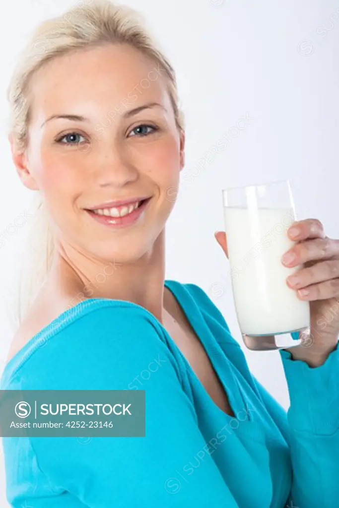 Woman glass of milk