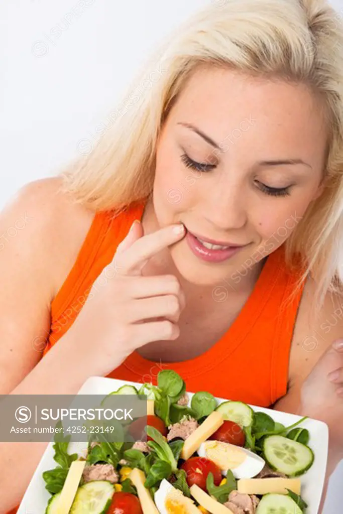 Woman mixed salad
