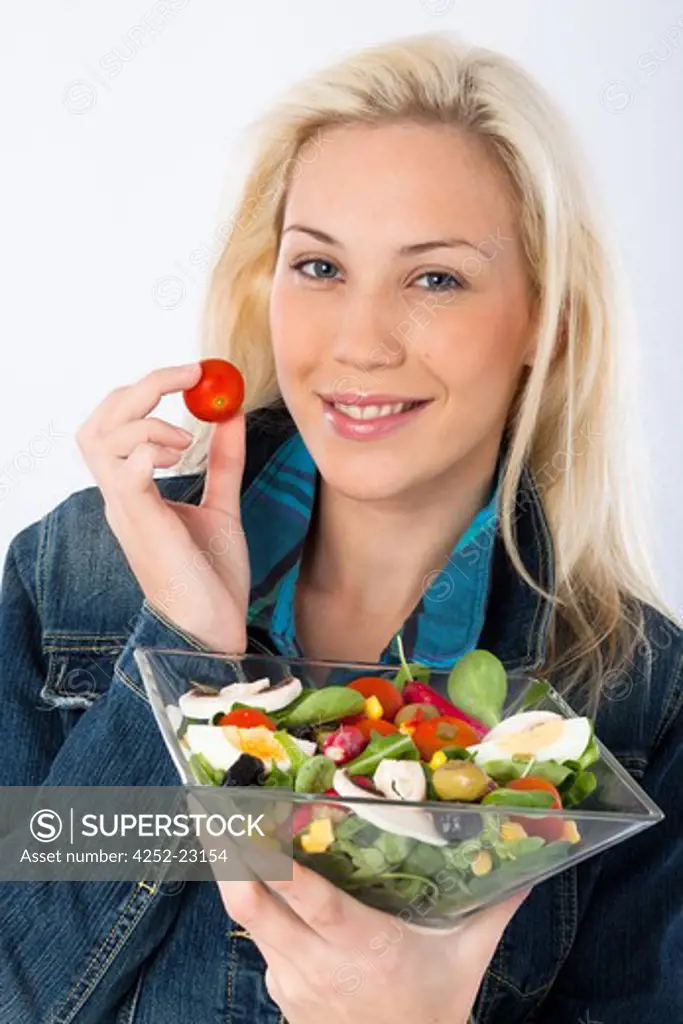 Woman mixed salad