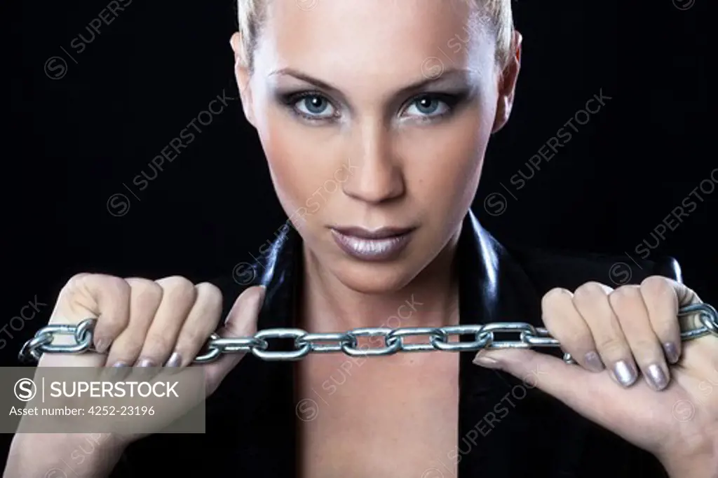 Woman iron chains