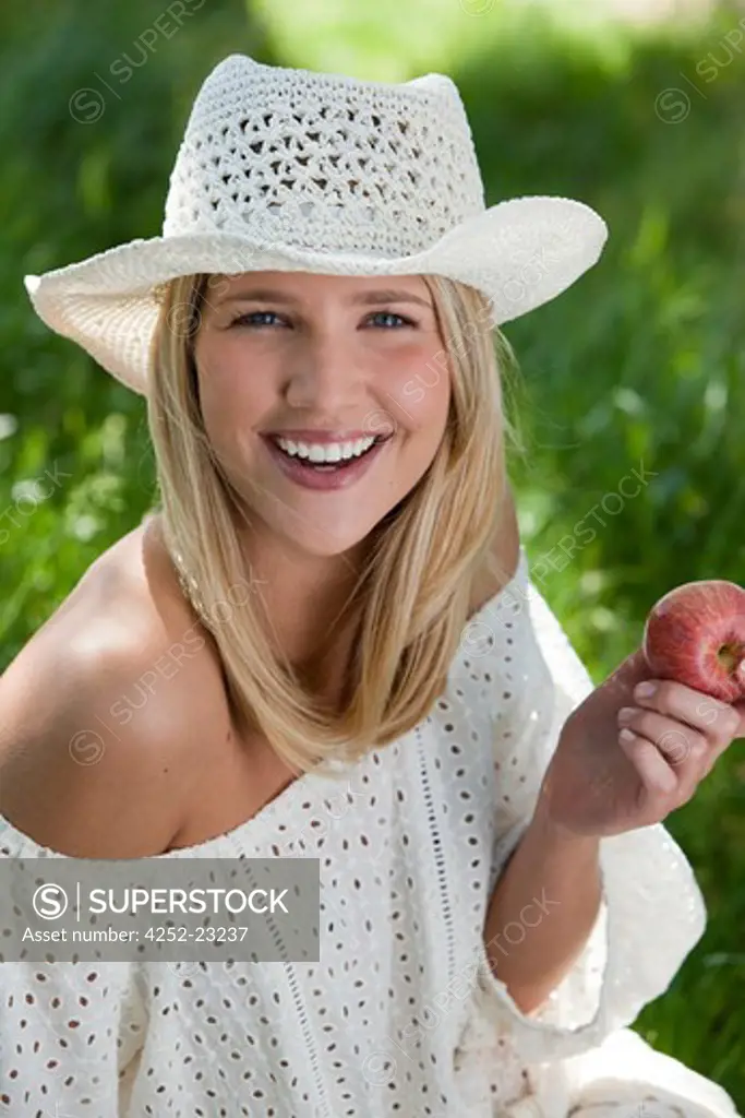 Woman summer apple