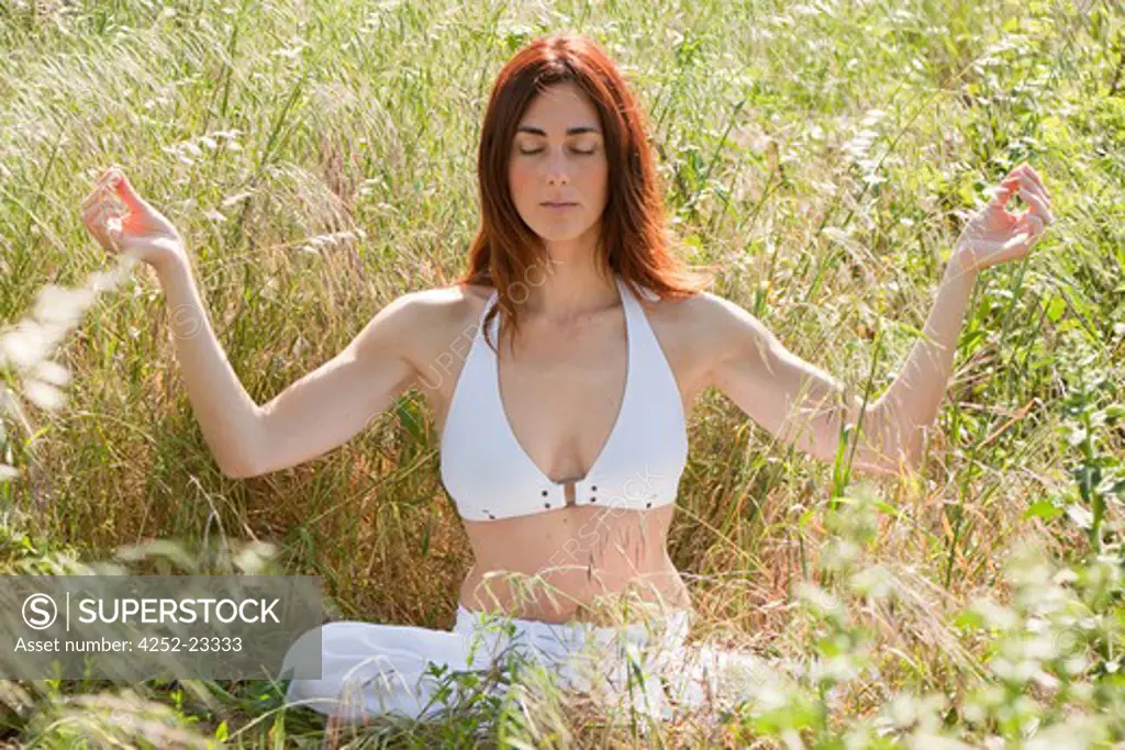 Woman nature yoga