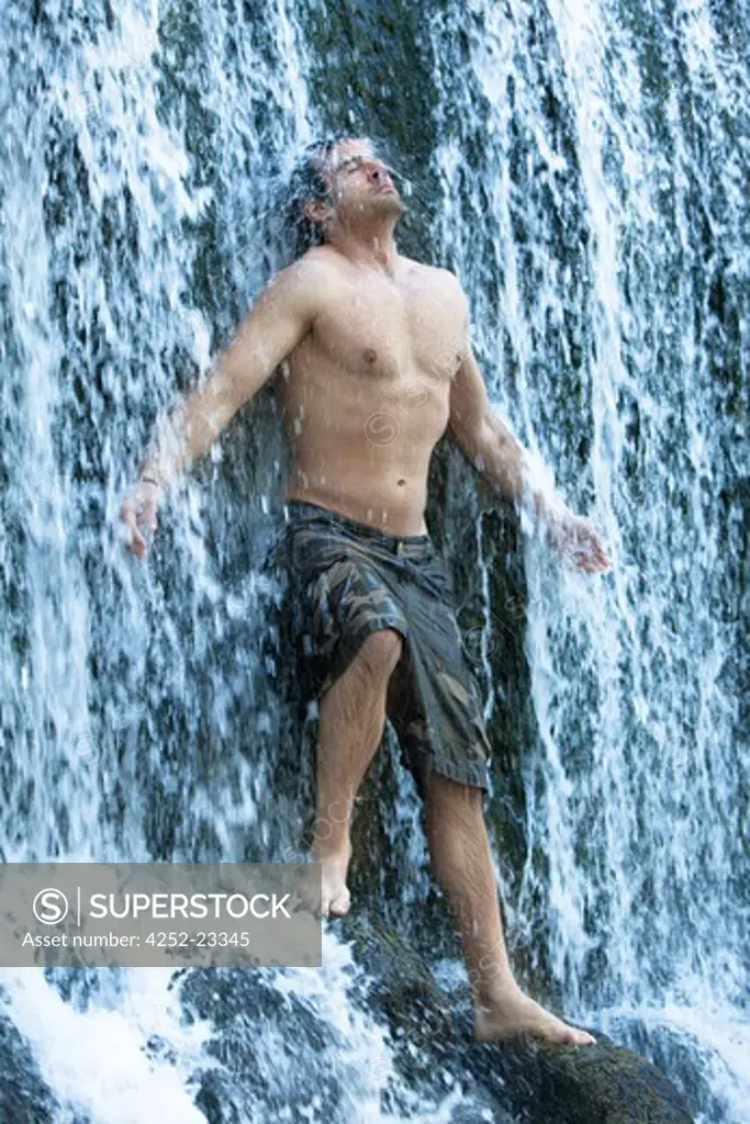 Man waterfall dip