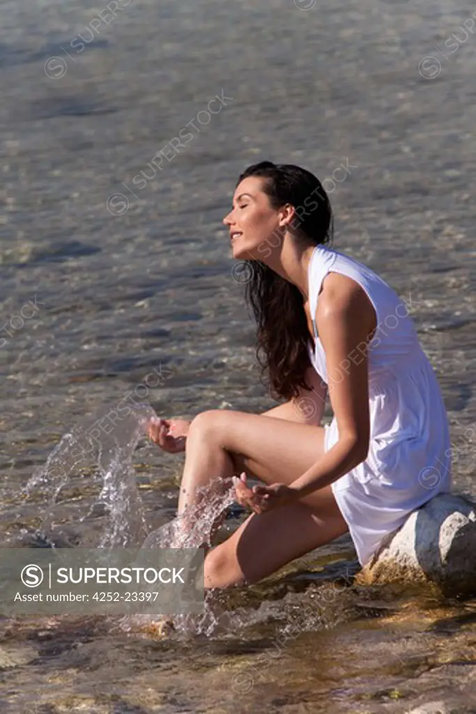 Woman legs water