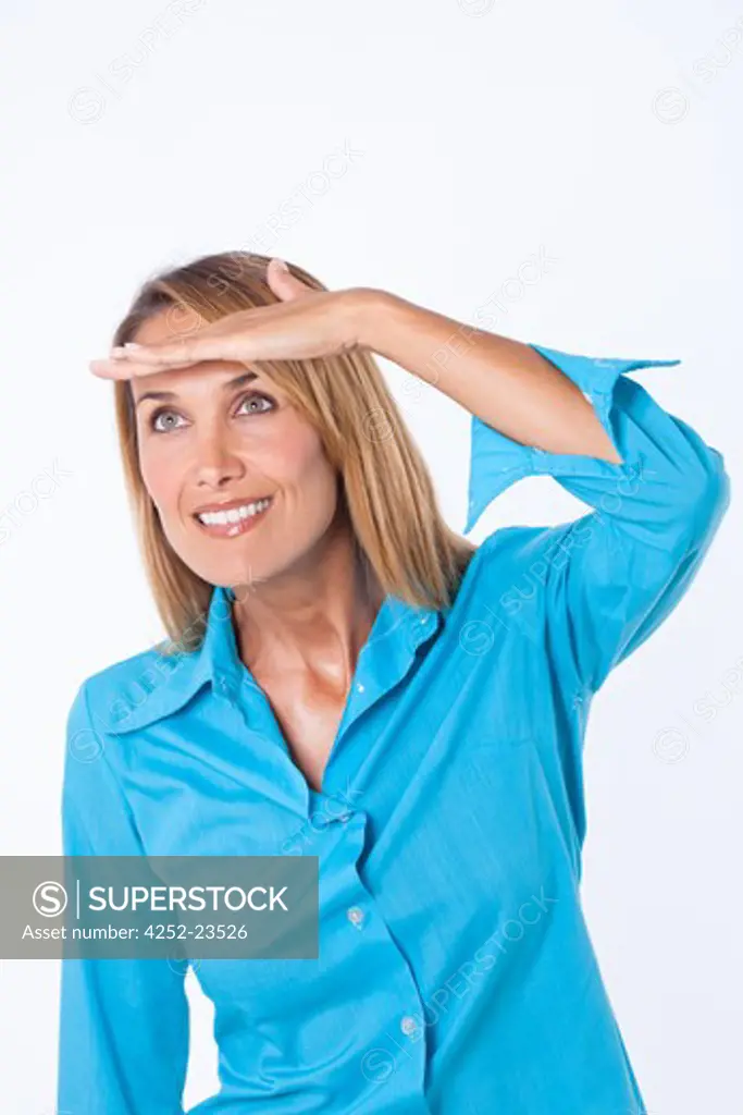 Woman looking gesture