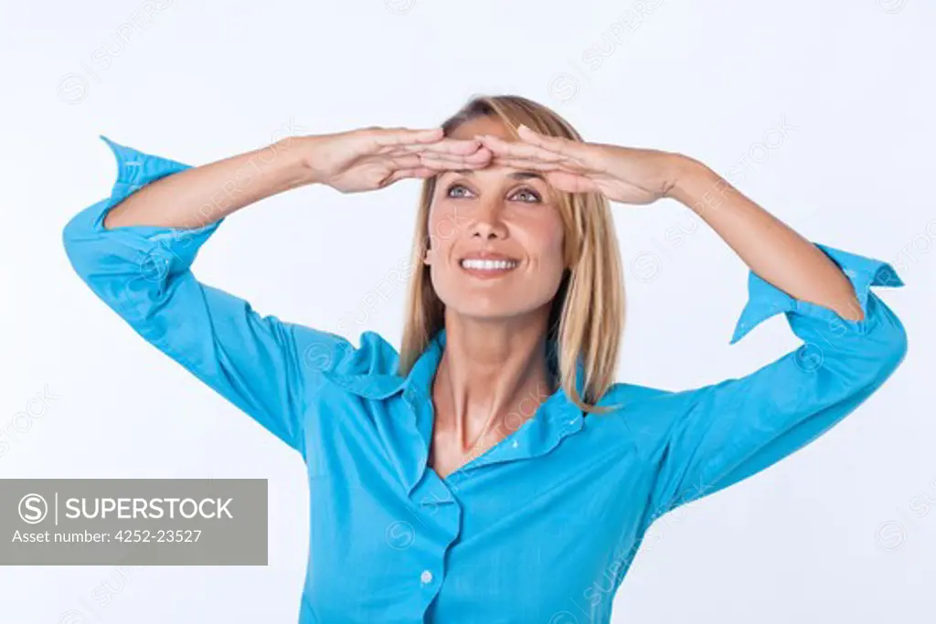 Woman looking gesture
