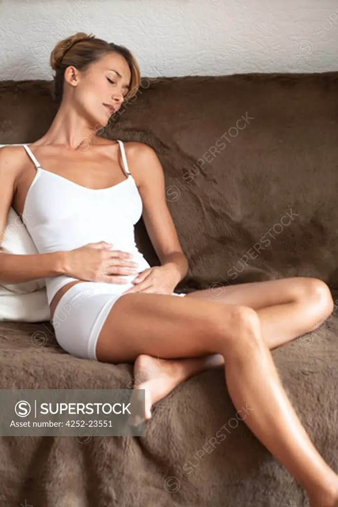 Woman stomach pain