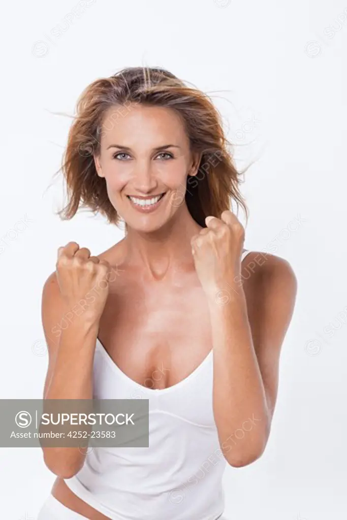 Woman fists gesture