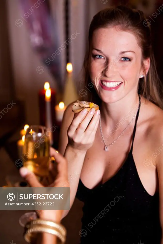 Woman foie gras festivity