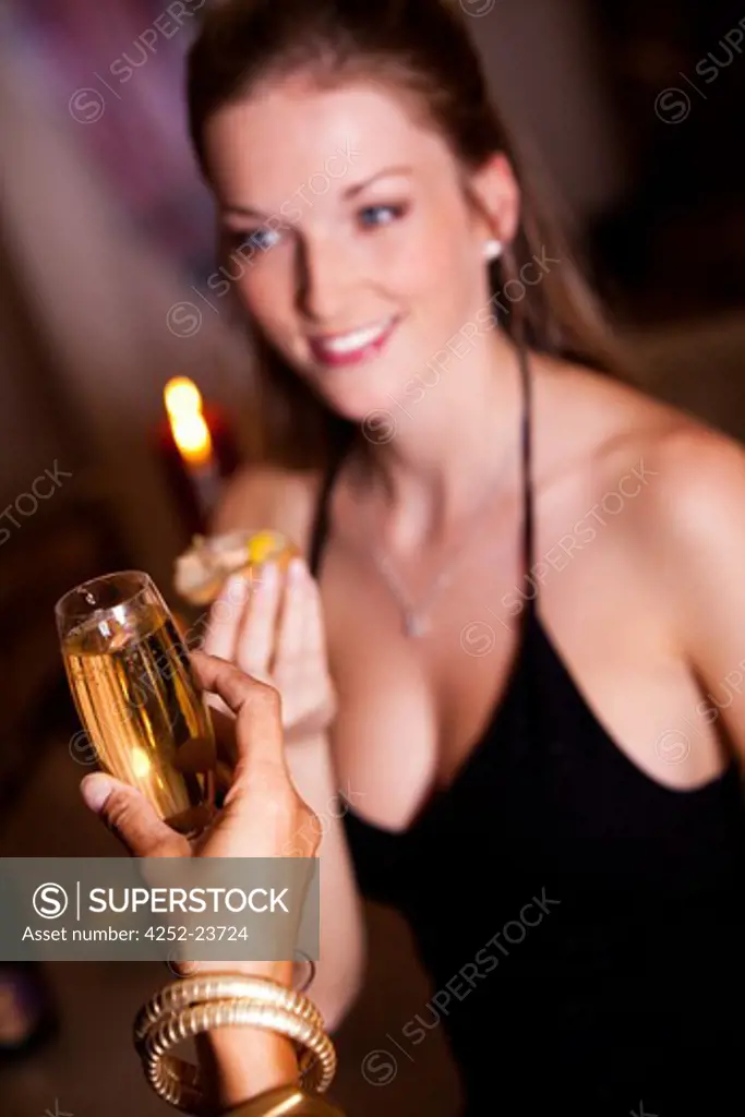 Woman champagne hand