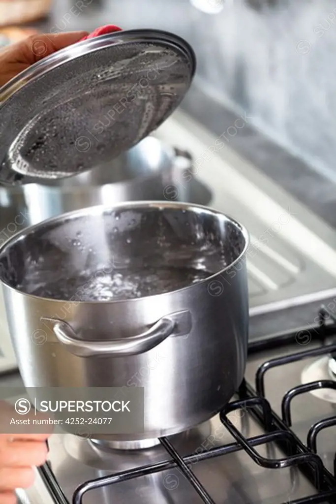 Saucepan boiling water