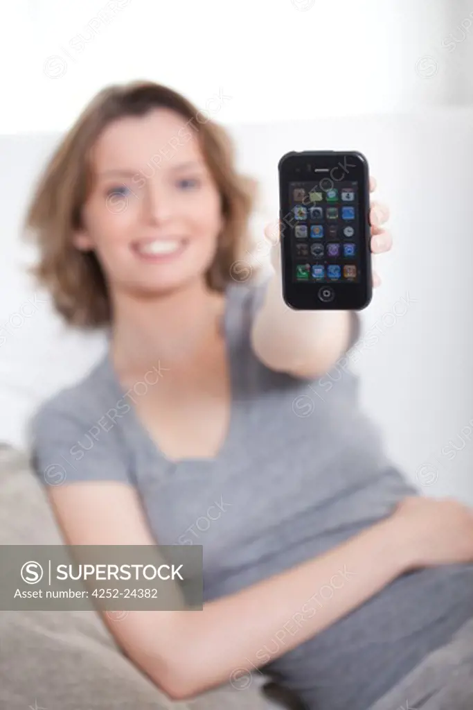 Woman iphone