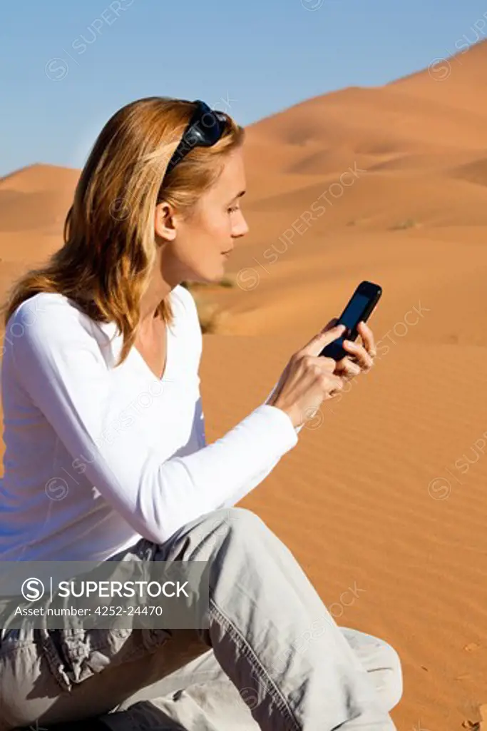 Woman Morocco phone