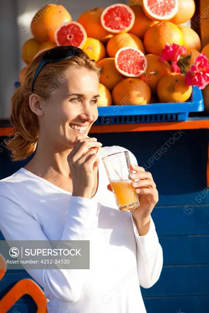 Woman fruit juice