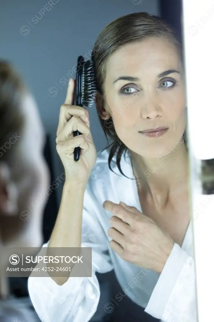 Woman portrait hairbrush
