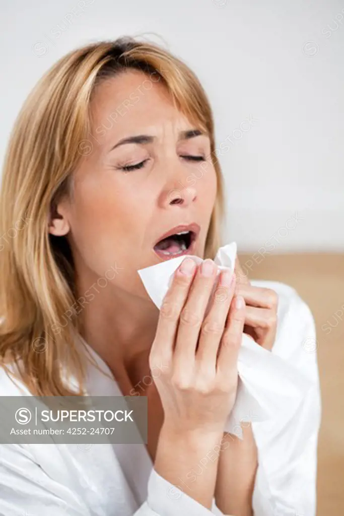 Woman sneeze hanky