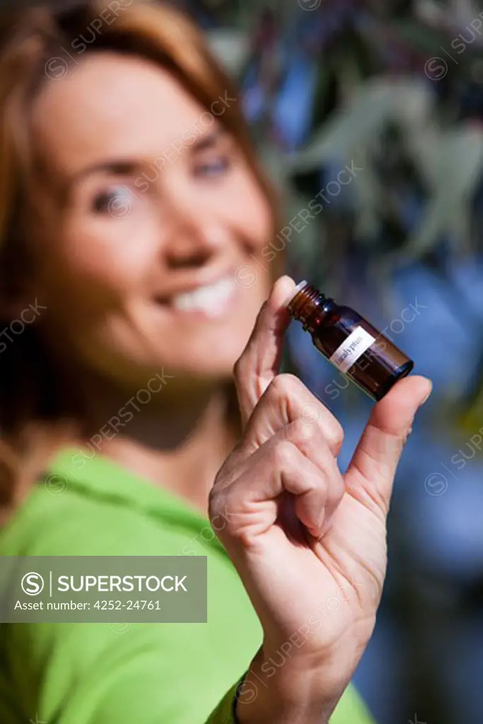 Woman essential oil eucalyptus
