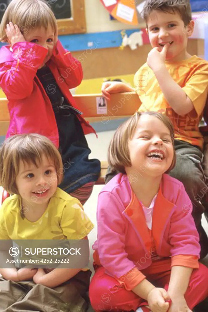 children inside girl group school joy boy laughing class