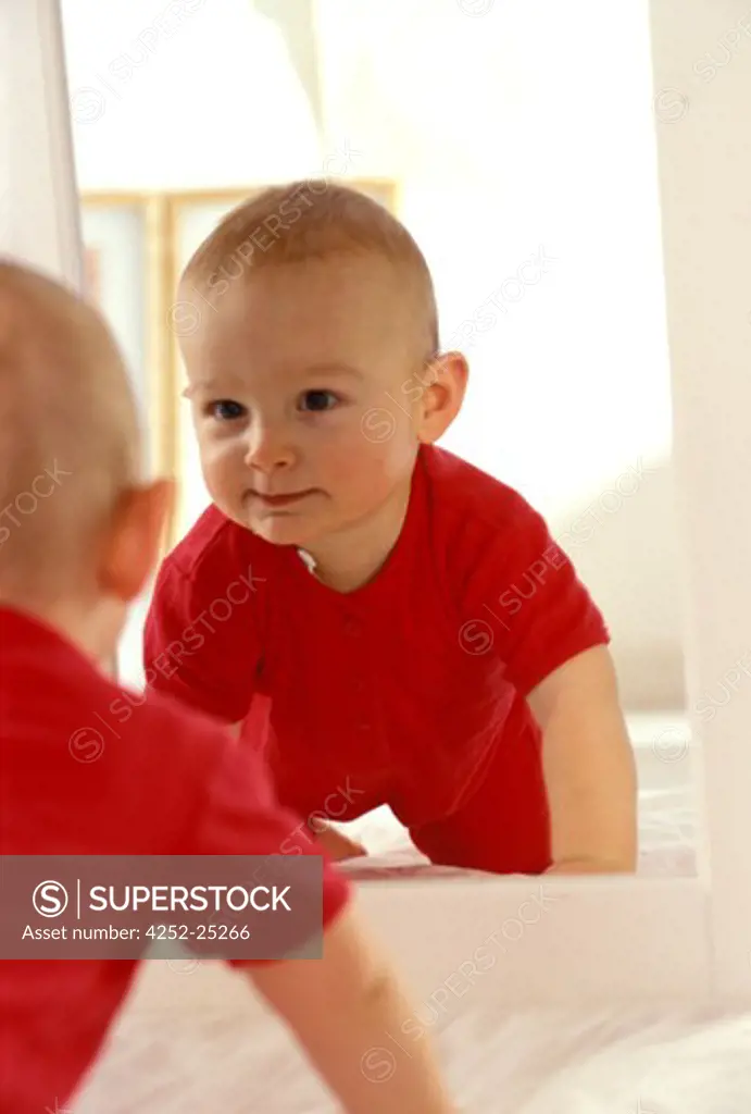 children inside boy baby mirror reflection