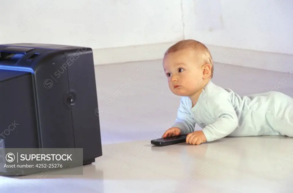 children inside baby television remote control