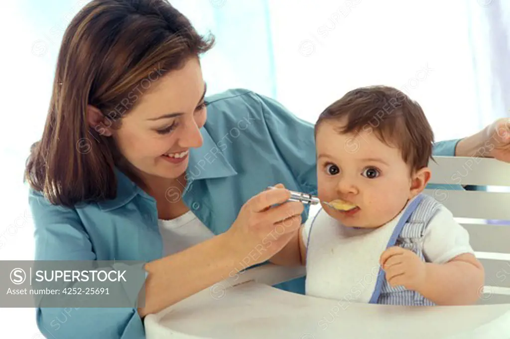 Woman baby and meal