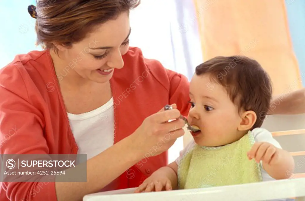 Woman baby and meal