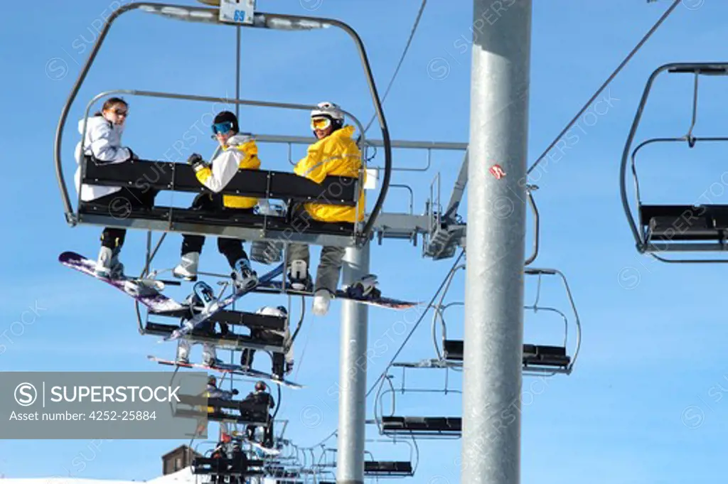 Teenagers chairlift