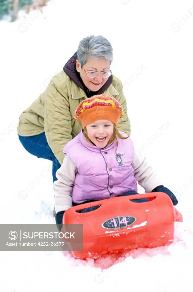 Child playing snow